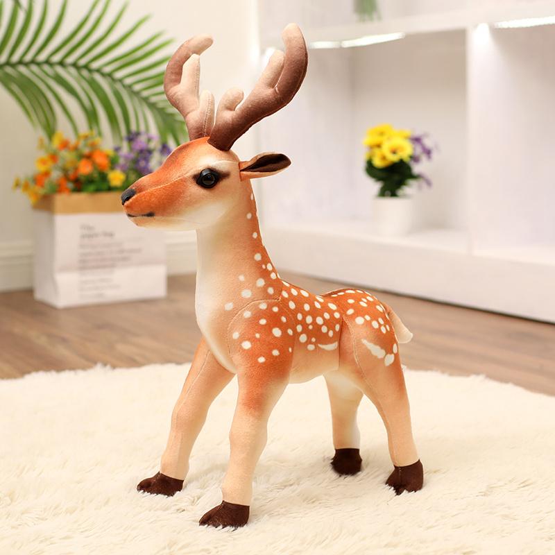 Kleines Hirsch-Plüschtier, lebensechtes Sikawild, weiche Puppe, echtes Stofftierspielzeug für Kinder, Heimdekoration