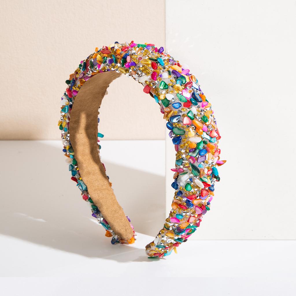 Fashionable New Hairband Accessory - Colorful Gemstone Hairband for Pressing Hair