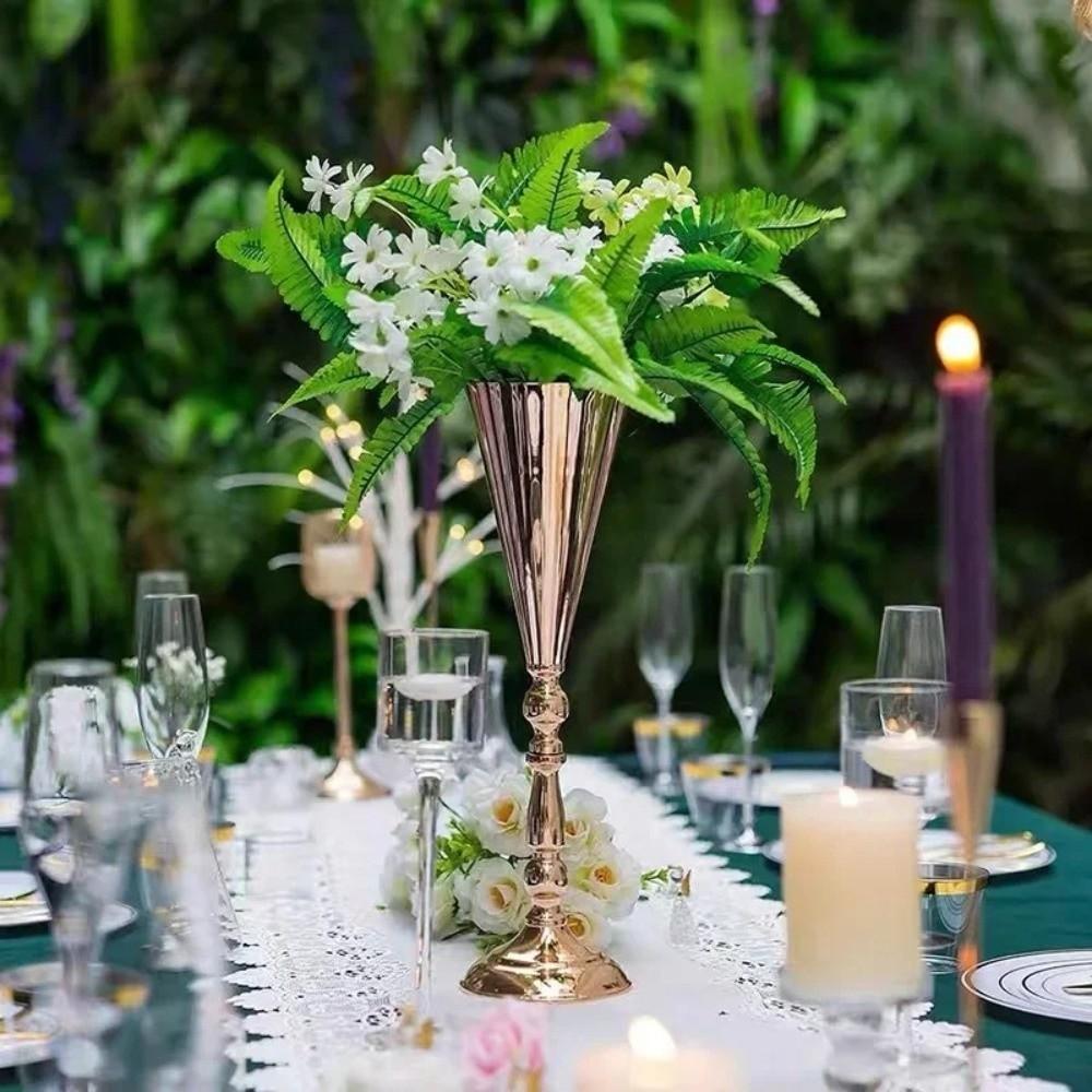 Romantic Wedding Flower Vases Golden Silver Centerpiece Vases Elegant Candle Holder  Party