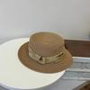 Summer decorative flat-top straw hat women's travel seaside vacation sunshade top hat temperament elegant sunscreen sun hat