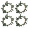 4PCS Napkin Holder Rings Green Leaf Decoration Metal Napkin Buckle Ring Set for Wedding Party