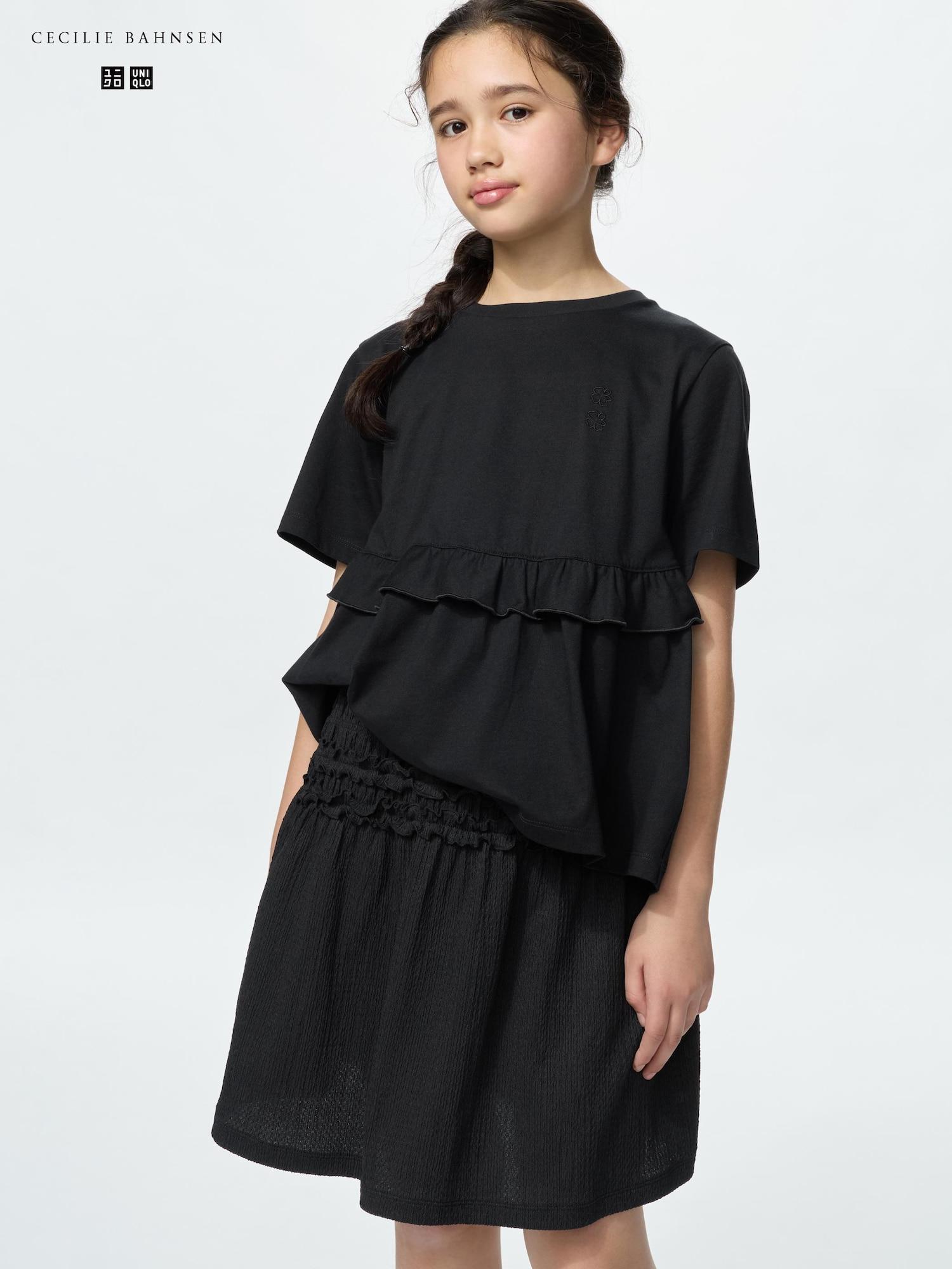 Uniqlo Japan Girls Shirring Coat 09 BLACK/140 (1011 years old)