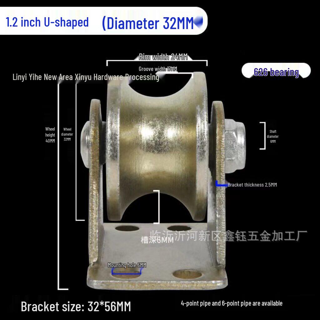Heavy Duty Galvanized Steel V-Type Sliding Door Pulley with Double Bearing and Solid Groove Wheel