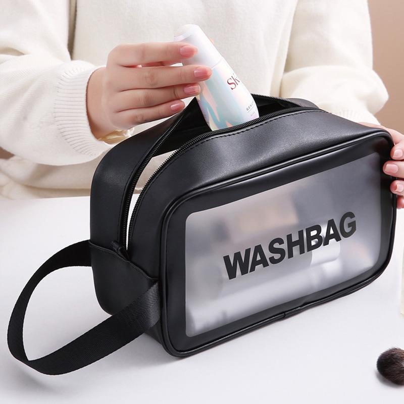 Borsa portaoggetti in PVC satinato stile coreano per trucco e cura della pelle impermeabile