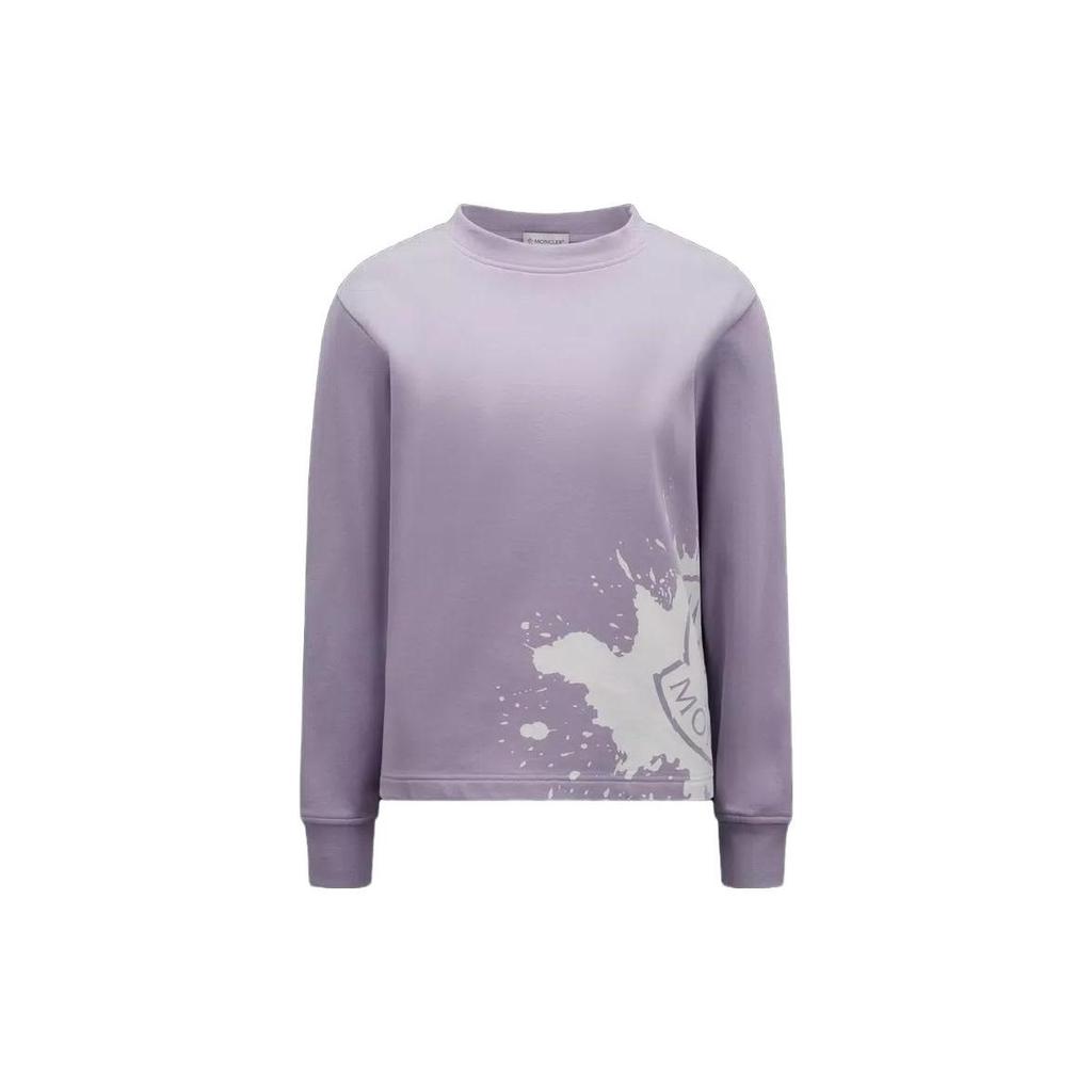 Moncler SS23 Round Neck Distressed Long Sleeve Sweatshirt Women sweatshirt Purple I10938G00025899TR61A