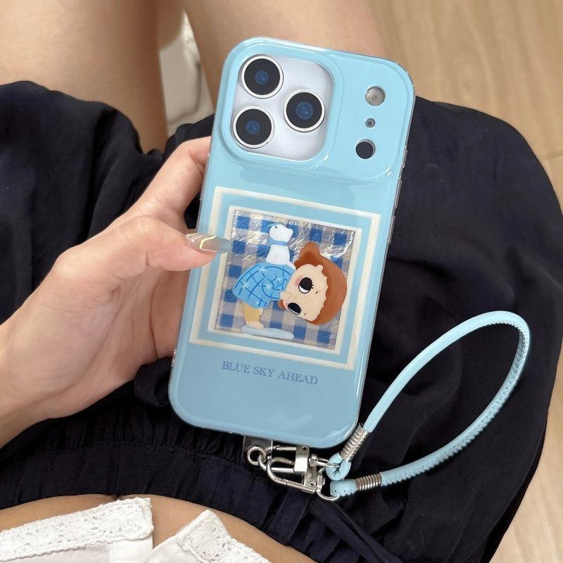 Apple iPhone 13/14 Pro Max Gingham Lanyard Case for Girls - Full Coverage iPhone 15 Pro