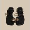 Wearing French thick heel toe slippers female 2025 summer new one word with fairy style with skirt fashion sandals