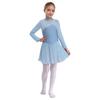 Girls Sparkling Mesh Dance Dress Long Sleeve Keyhole Back Leotard for Ice Skating Ballet Costume