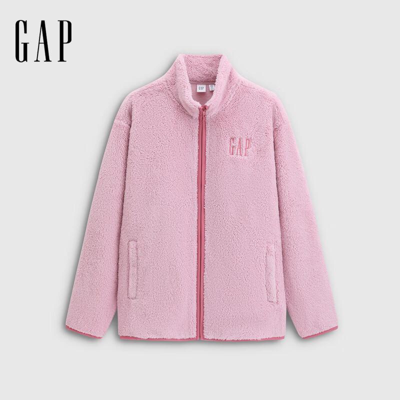 GAP Unisex Relaxed Fit Logo Plush Full-Zip Stand Collar Sweatshirt