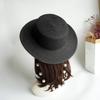 French Retro Internet Celebrity Pearl Chain Black Wide Brim Flat Top Top Top Hat Women'S Summer Sun Protection Shade Vacation Beach Straw Hat