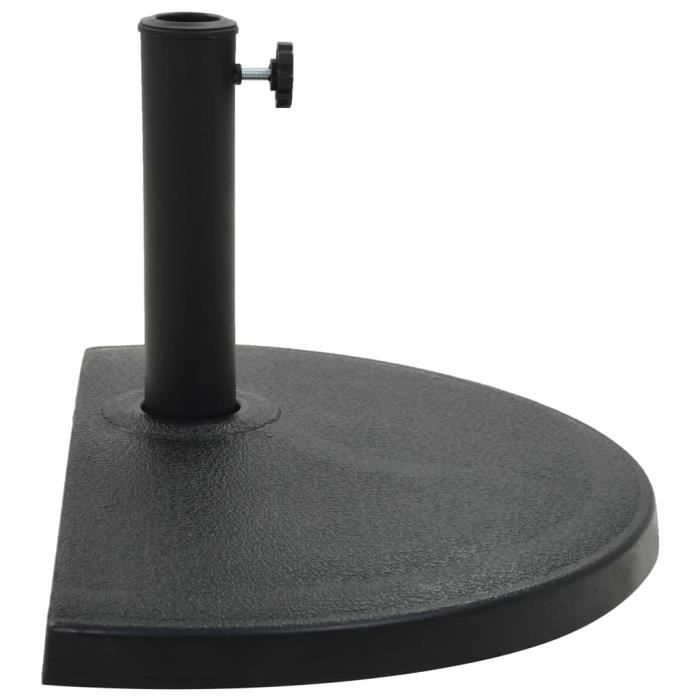 VidaXL Socle demi-rond de parasol Polyrésine 15 kg Noir