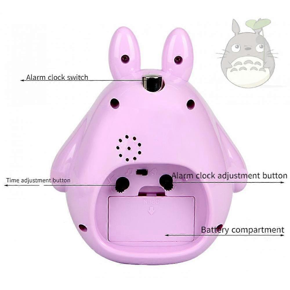 Alarm Clocks For Bedrooms, Cartoon Alarm Clock Totoro Alarm Clock Night Light, Student Children's Home Decoration Desktop Clock(Grey) less
