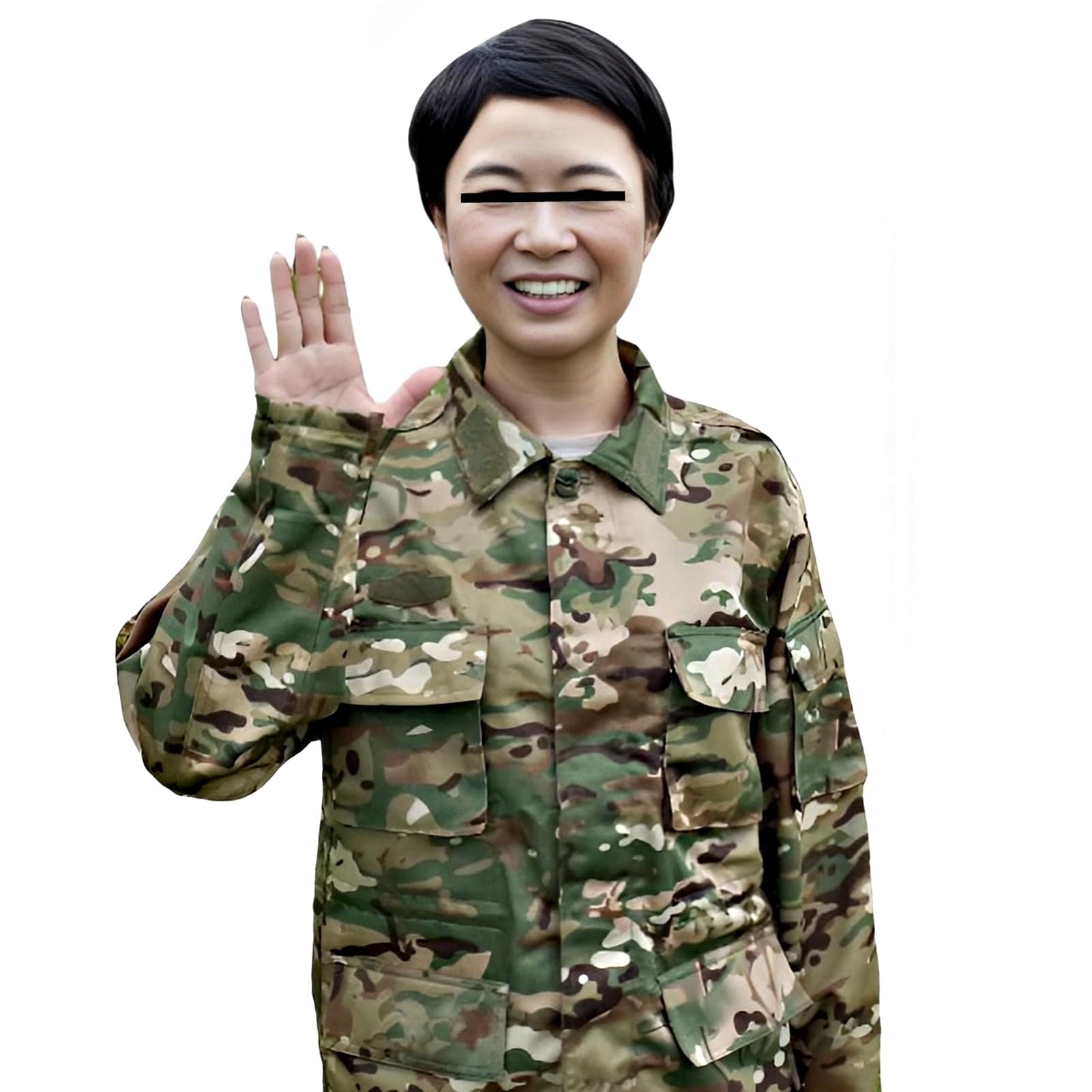 

ZERONOWA Camouflage Combat Uniform for the Forces Top and Bottom Set with Army Halloween Cosplay Self-Defense (SDF) - Wig, Outfit, (XL) зелений