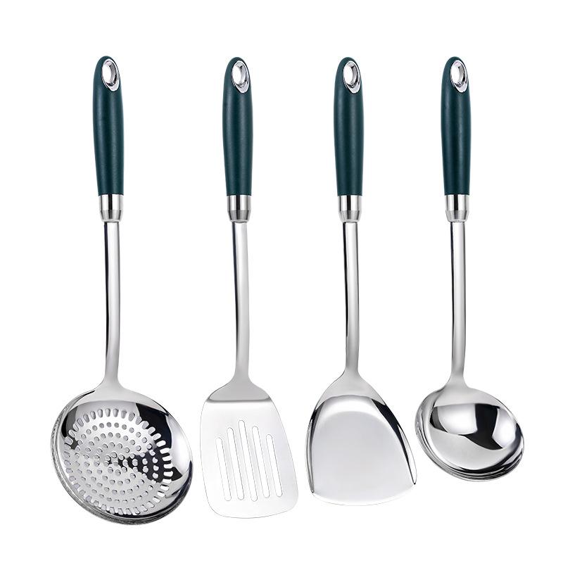 Sada kuchyňského nádobí z nerezové oceli 304, Kuchyňské potřeby, Obracečka, Polévková lžíce, Smažicí obracečka, Sada na vaření, 4 ks