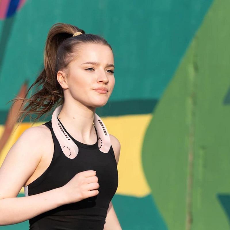 Ventilator de vară fără lame pentru gât, cu 3 viteze reglabile și 42 de orificii de aerisire pentru sport, călătorii și utilizare în aer liber.