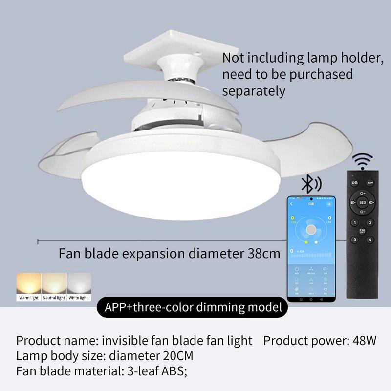 Modern Ceiling Fan Home Quiet Invisible Fan Light  Retractable LED Ceiling Fan Home Fan With Lights Remote Home Accessories