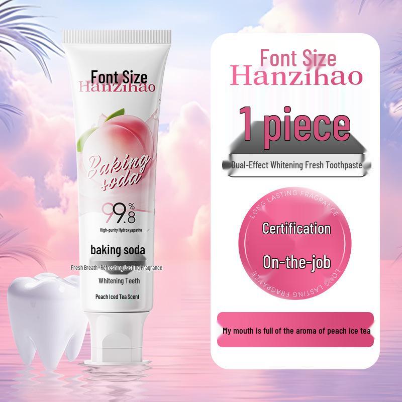 Отбеливающая зубная паста со вкусом персикового холодного чая и пробиотиками - Свежее дыхание, Удаление пятен и налета, Фруктовый вкус.
