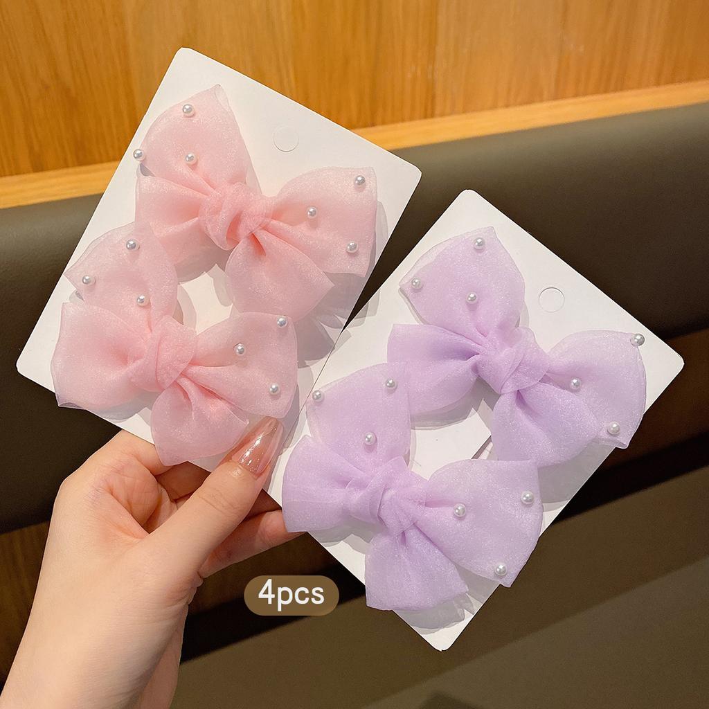 4 Bow Hair Clips Korean Version Sweet Style Hair Accessories Suitable for Daily Use