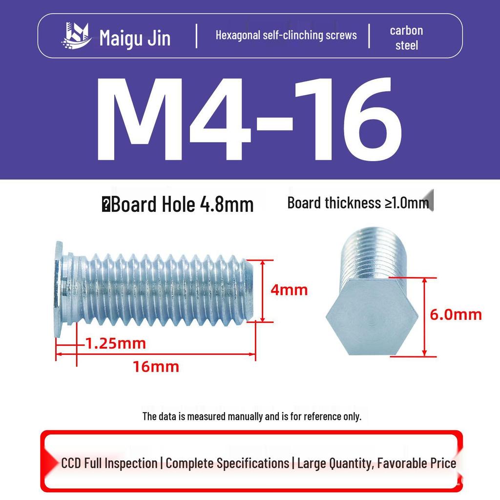 NFH Hex Rivet Nut: Galvanized Press Plate External Thread Screw, 8.8 Grade, M3-M8 Sizes.
