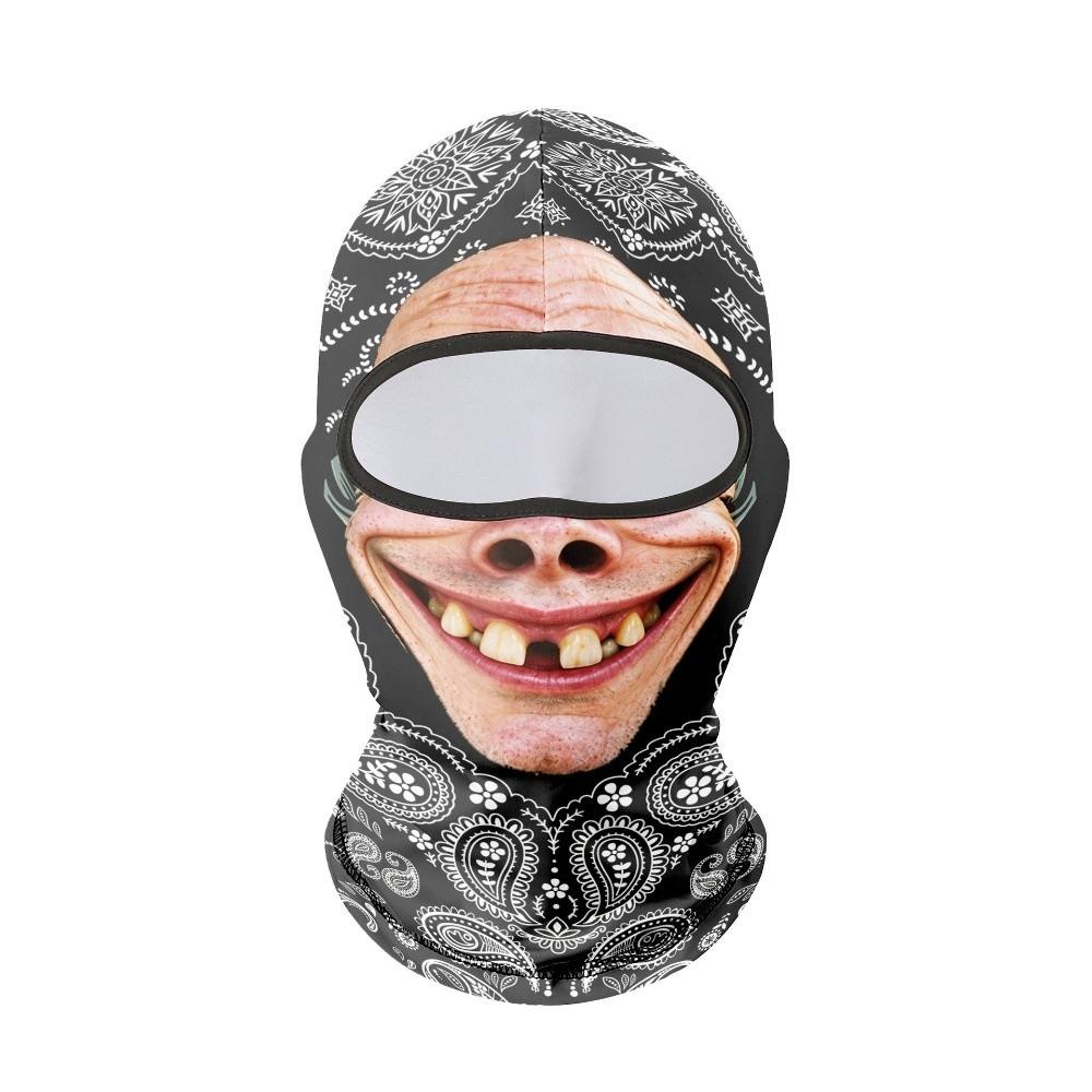 3D Face Printed Old Man Balaclava Face Mask Paisley Print Funny Face Funny Ski Mask Full Coverage Elastic Winter Mask Cover