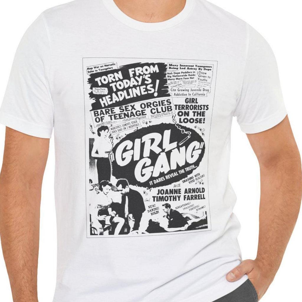 Girl Gang T-Shirt Weiß Kurzarm Film-T-Shirt