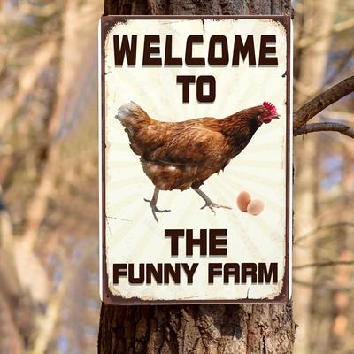 Vítejte na Funny Farm Rustikální Chata Kurník Kovová Vintage Znamení Farma Patio Dekorace Koupelnové Umění Nástěnná Dekorace