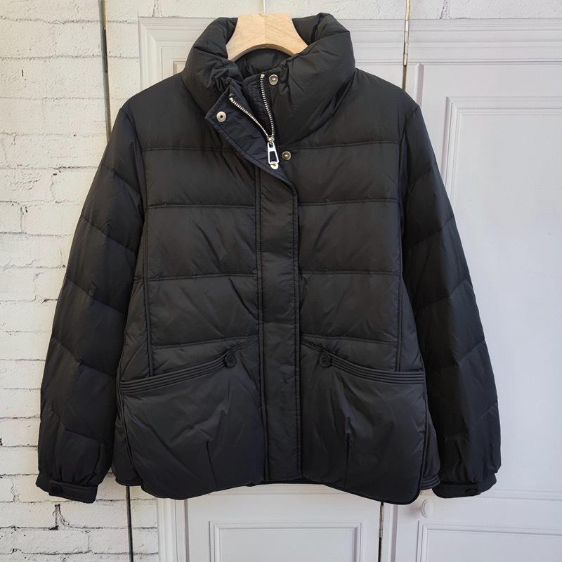 Down jacket women's loose stand-up collar fashionable versatile short literary and retro winter white duck down warm jacket