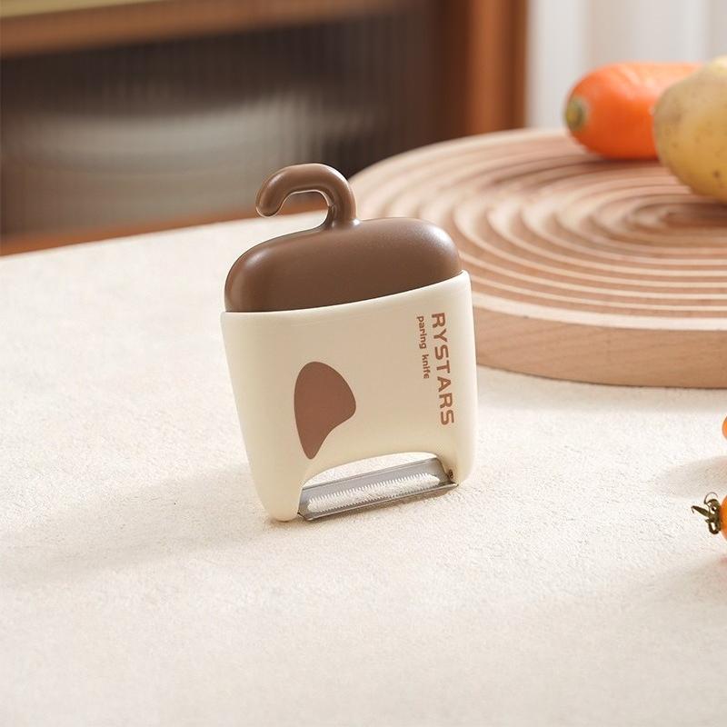 

1PC 2-in-1 Stainless Steel Peeling Brush/Peeler, Fruit and Vegetable Peeler, Fruit and Vegetable Peeler, Holiday Gift коричневий