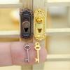 Plate Metal Toy Miniature Door Handles Dollhouse Lock Key Set Mini Furniture Pull Brass Knobs