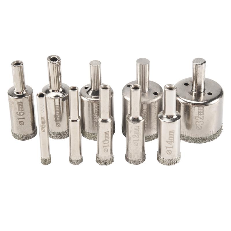 ABBY-Diamond Drill Bits,10Pcs 6-32Mm Hole Saw Diamond Drill Bit Hollow Core Drill Bit Set For Diamond Coating, Carbon Steel For