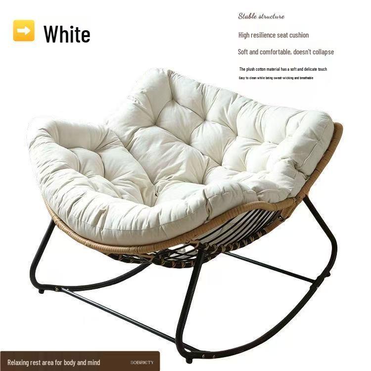 “Nordic Light Luxury Bird's Nest Rattan Rocking Chair for Living Room or Balcony – Extra Large for Adults”