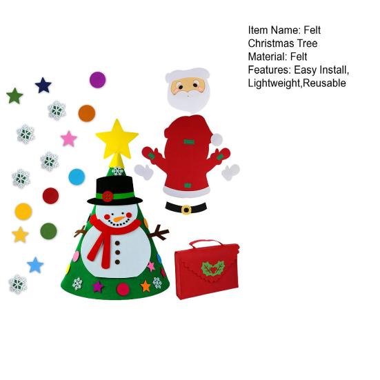 DIY Felt Christmas Tree Set 30-Piece Ornaments with Detachable Decorations Wall Hanging Festive Decor for Home Classroom