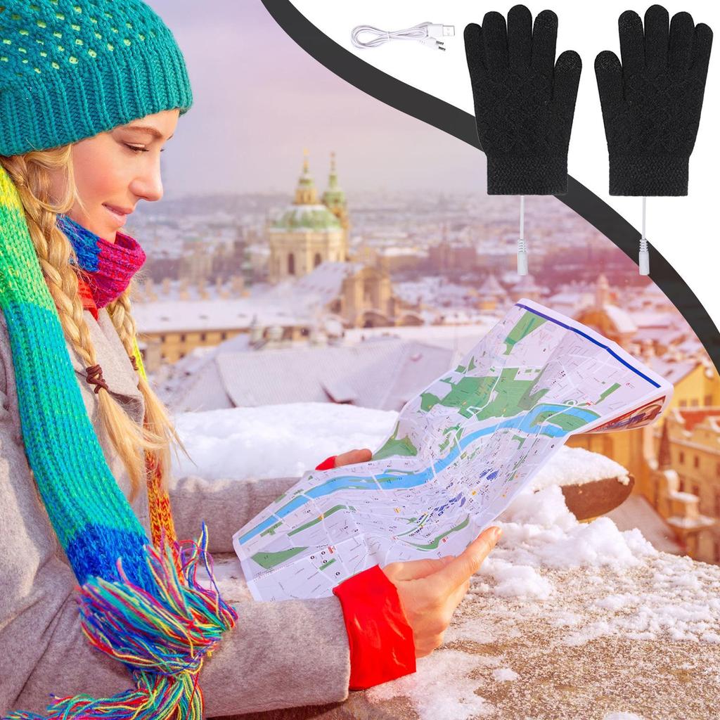 Heating Gloves Touchscreen USB Electric Mittens Heated Gloves For Women For Men Women Kids Camping Football Motorcycle Work