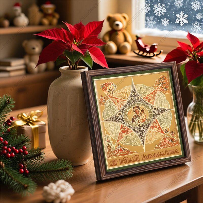 Decorative Painting of Orthodox icons,Consecrated Icon "The Burning Bush",Photo Frame painting,Christian Wall Art,20cm*20cm,Spiritual Decor Gift