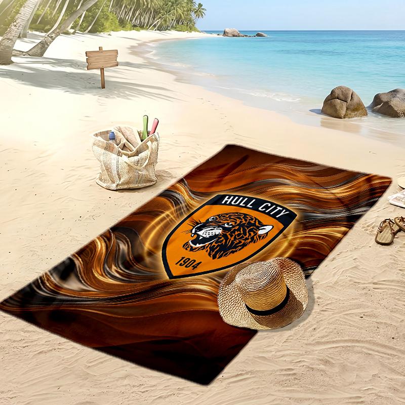 Asciugamano da Spiaggia con Stampa Calcio Hull City, Asciugamano Grande Morbido Asciugatura Rapida per Spiaggia Campeggio Nuoto