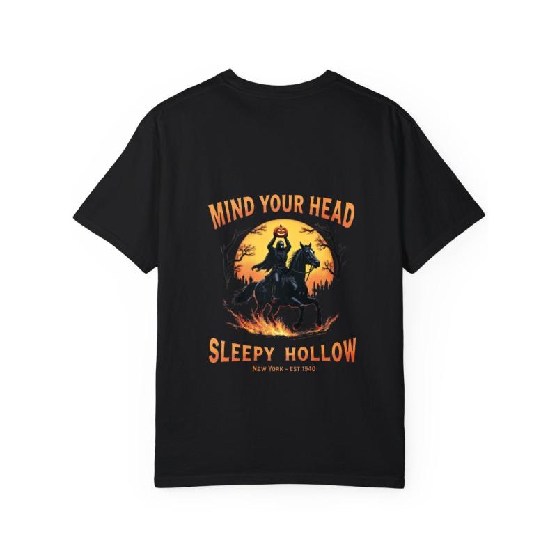 Weißes T-Shirt Mind Your Head Sleepy Hollow Halloween Reiter Design für Freizeitkleidung