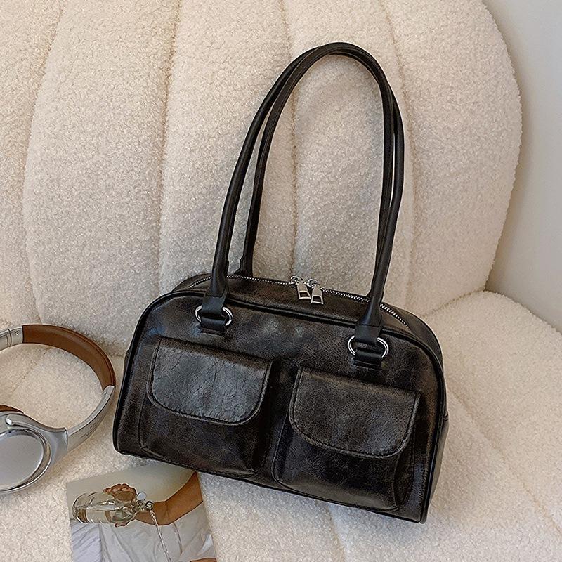 New Niche Retro Women's Shoulder and Underarm Bag Casual Zipper Horizontal Portable Bag