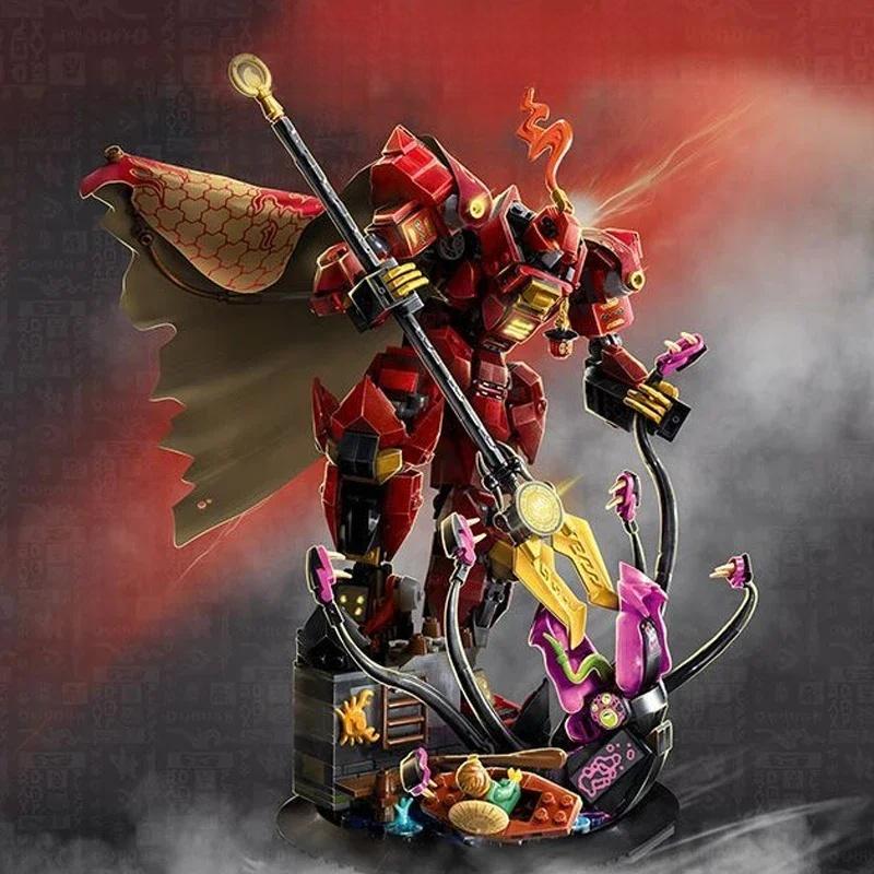 996 Teile Flammenritter Mecha Bausteine Mecha Charakter Modell Stein Schreibtischdekoration Display Spielzeug Geschenke