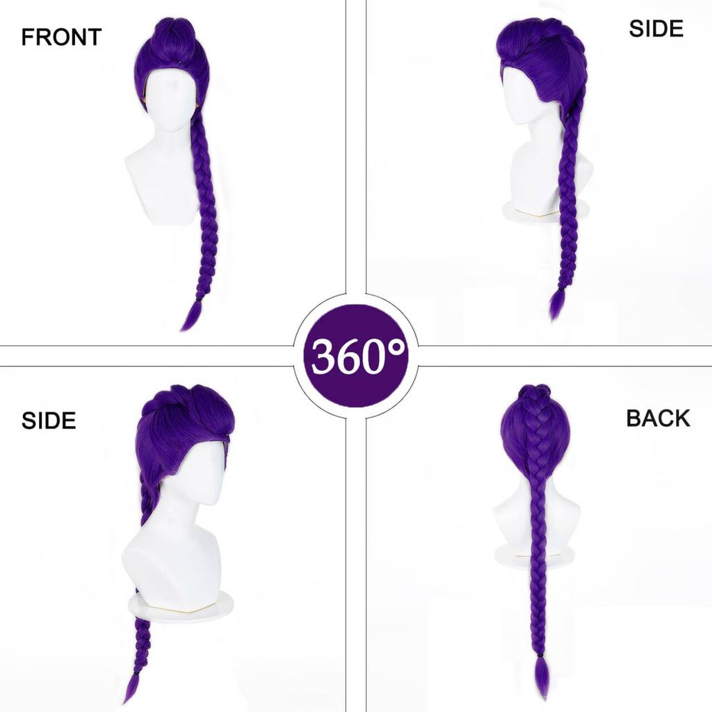 Purple Tiger Clip Single Ponytail Braided Synthetic Wig | Animated Film for KPop Demon Hunters Figure Rumi Cosplay Wig