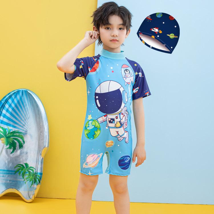 Spot Children's Cartoon Swim Trunks: One-Piece for Boys, Sizes Small To Large, Quick-Drying for Swimming and Hot Springs.