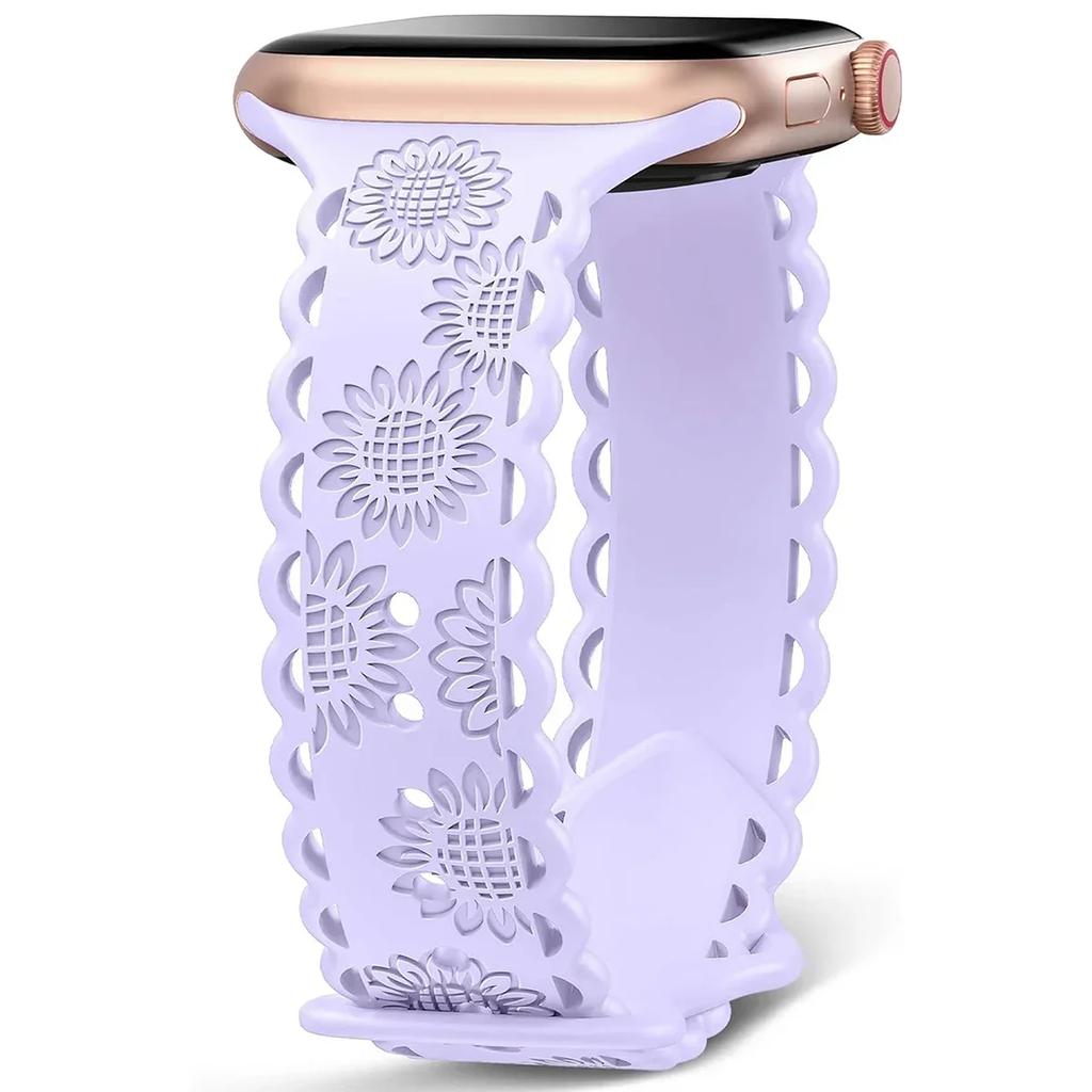 Y2k Trendiges Rosen-Relief-Silikonarmband für Apple Watch 10 9 8 7 6 5 4 3 2 Armband 44mm 45mm 46mm 49mm 42mm 40mm Uhrenarmband