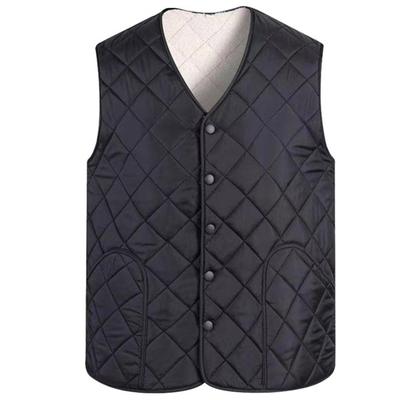 Men Winter Cotton Vest Padded V Neck Sleeveless Warm Thick Solid Color Single Breasted Cardigan Thick Plush Plush Size Men Down Waistcoat