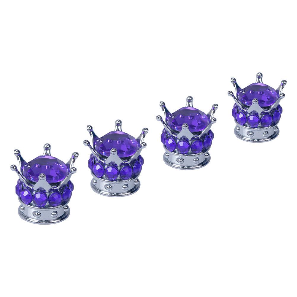 

Universal Crown Style Car Tire Air Valve Stem Cap Automobiles Wheel Tyre Stem Air Valve Dust Covers Auto Accessories Silver base Purple diamonds