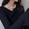 Stylish Beaded Necklace Adornment Delicate Clavicle Chain Accessory Fashionable Accessory Multistrand Necklace for Women