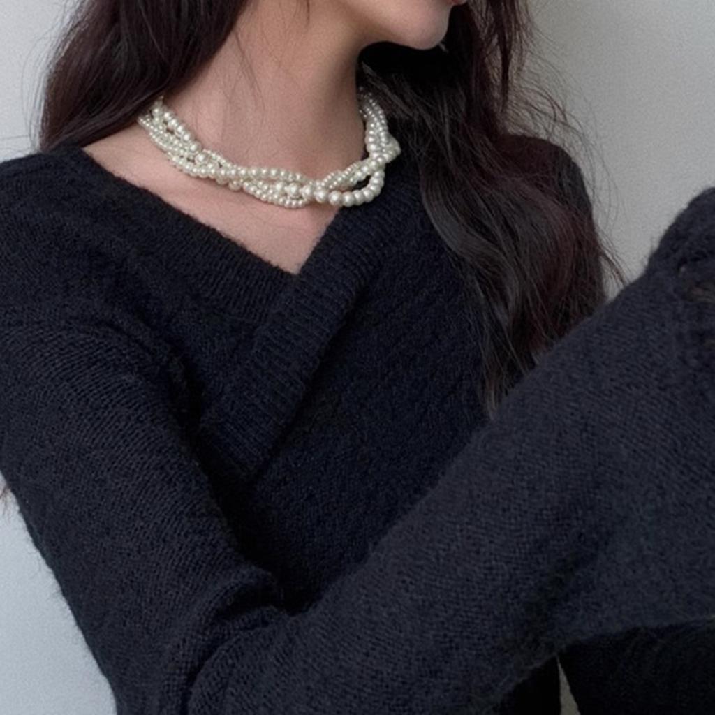 Stylish Beaded Necklace Adornment Delicate Clavicle Chain Accessory Fashionable Accessory Multistrand Necklace for Women