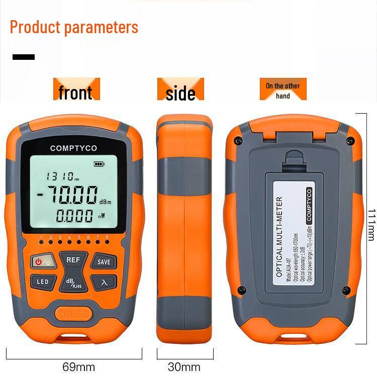 Three-in-One Network Optical Power Meter Tester AUA-MC7/M5: Mini Optical Wave Meter & Light Source Inspection (-70~+10dBm)