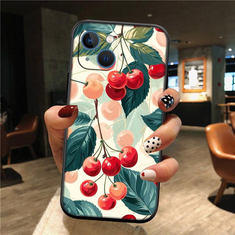 Kirsch Sommerfrucht Hülle für Samsung A11 A12 A13 A15 A52S A53 A55 A56 A70 A71 A72 A73 F06 F16 F56 S10 Plus S10e