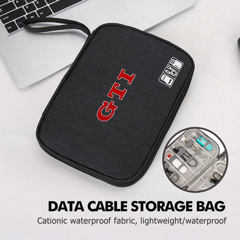 For Volkswagen VW Car Storage Bag Travel Zipper Bag Data Cable Airphone Storage Box GTI Tiguan Passat B5 B6 B7 CC Jetta MK5 MK6