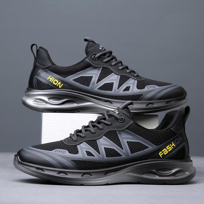 

Men s shoes summer 2025 new mesh breathable casual sports shoes men s trend versatile deodorant lightweight running shoes 44 чёрный