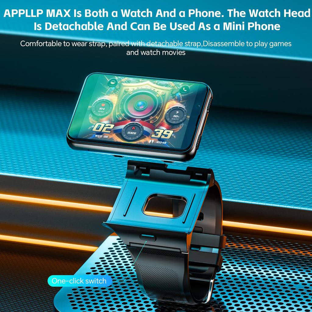 Lokmat APPLLP Max Smartwatch mit 2,88-Zoll-Bildschirm, SIM-Kartensteckplatz und Pulsmesser